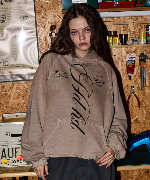 PIGMENT CUT OFF RAGLAN HOODIE - 2 COLORS BEIGE