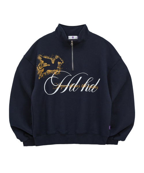 GRAPHIC HALF ZIP SWEATSHIRT - 2 COLORS NAVY