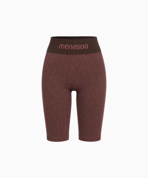 TWO TONE WHOLEGARMENT KNIT KNEE LENGTH LEGGINGS 5부 PINK