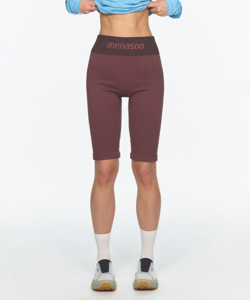 TWO TONE WHOLEGARMENT KNIT KNEE LENGTH LEGGINGS 5부 PINK