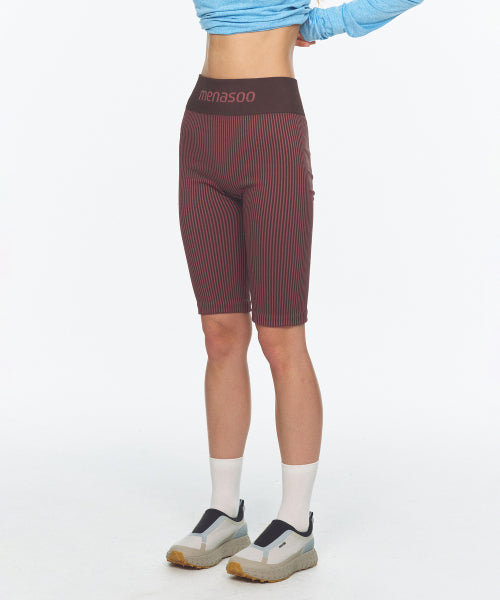 TWO TONE WHOLEGARMENT KNIT KNEE LENGTH LEGGINGS 5부 PINK