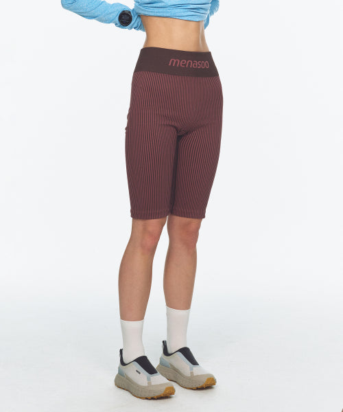 TWO TONE WHOLEGARMENT KNIT KNEE LENGTH LEGGINGS 5부 PINK
