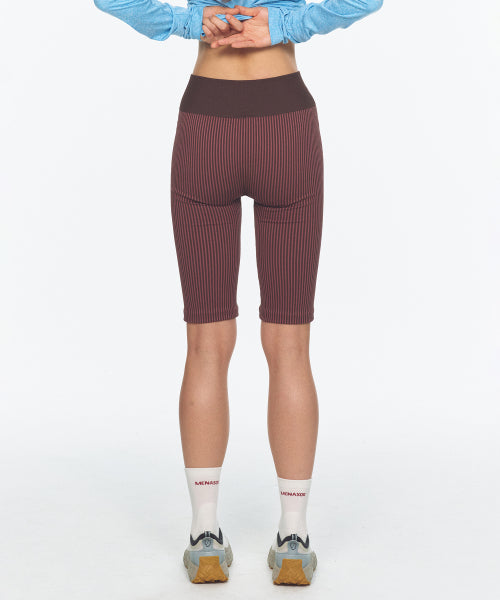 TWO TONE WHOLEGARMENT KNIT KNEE LENGTH LEGGINGS 5부 PINK