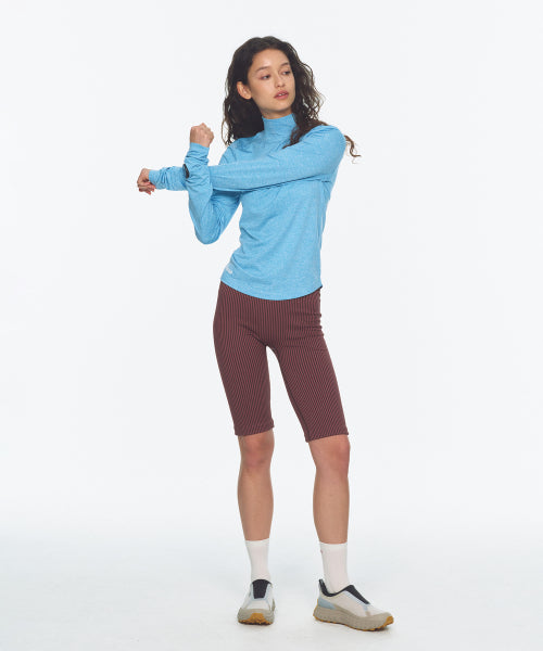TWO TONE WHOLEGARMENT KNIT KNEE LENGTH LEGGINGS 5부 PINK