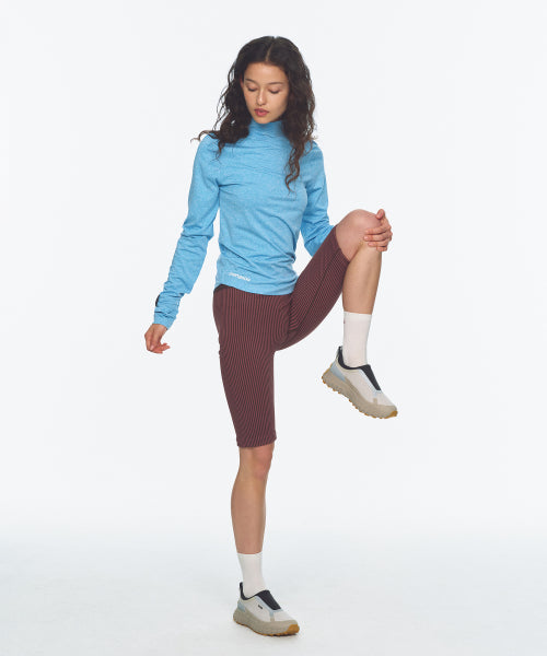 TWO TONE WHOLEGARMENT KNIT KNEE LENGTH LEGGINGS 5부 PINK