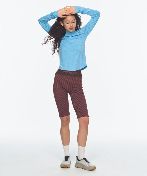 TWO TONE WHOLEGARMENT KNIT KNEE LENGTH LEGGINGS 5부 PINK