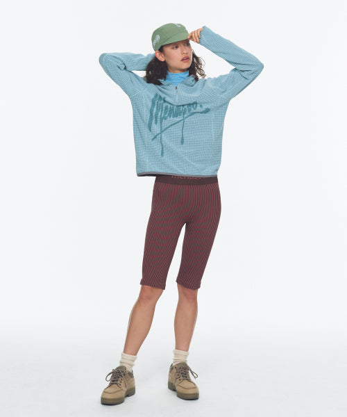 TWO TONE WHOLEGARMENT KNIT KNEE LENGTH LEGGINGS 5부 PINK