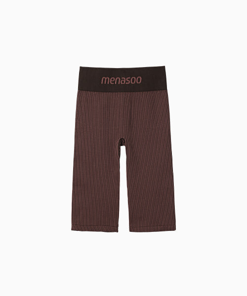 TWO TONE WHOLEGARMENT KNIT KNEE LENGTH LEGGINGS 5부 PINK