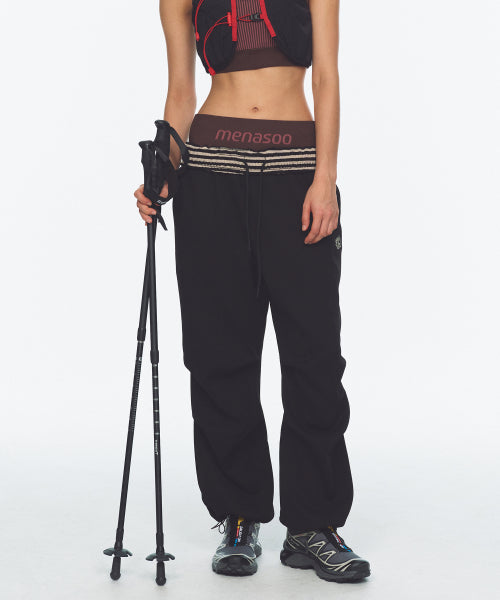 WAFFLE LAYERED WAIST PANTS - 3 COLORS BLACK
