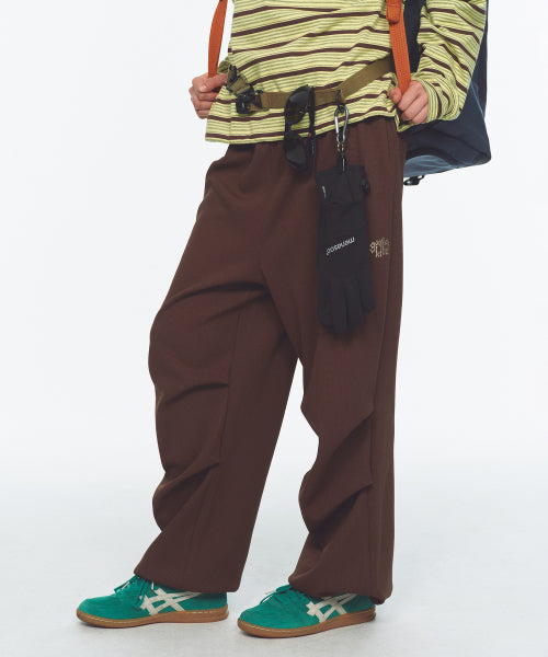 WAFFLE LAYERED WAIST PANTS - 3 COLORS BROWN