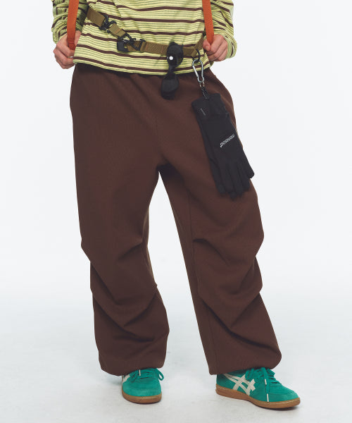 WAFFLE LAYERED WAIST PANTS - 3 COLORS BROWN
