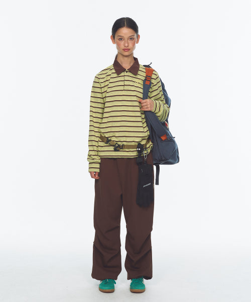 WAFFLE LAYERED WAIST PANTS - 3 COLORS BROWN