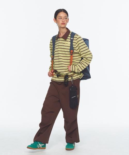 WAFFLE LAYERED WAIST PANTS - 3 COLORS BROWN