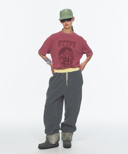 WAIST POINT WARM FLEECE JOGGER PANTS - 2 COLORS CHARCOAL