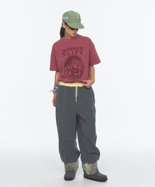 WAIST POINT WARM FLEECE JOGGER PANTS - 2 COLORS CHARCOAL