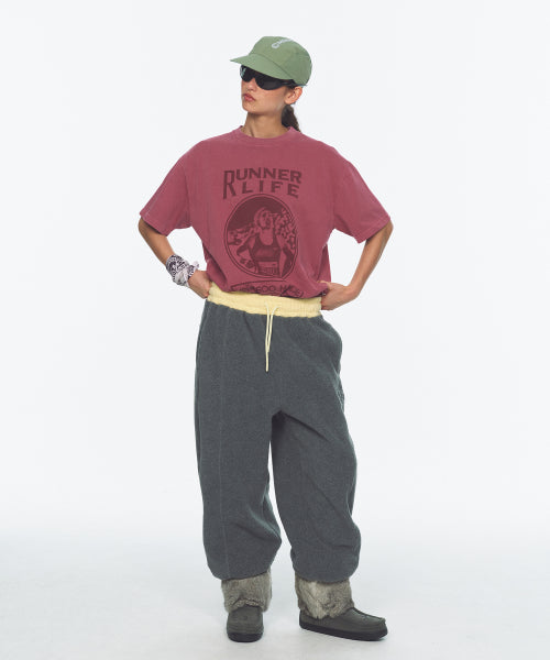 WAIST POINT WARM FLEECE JOGGER PANTS - 2 COLORS CHARCOAL