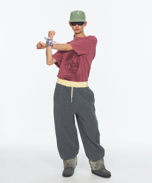 WAIST POINT WARM FLEECE JOGGER PANTS - 2 COLORS CHARCOAL