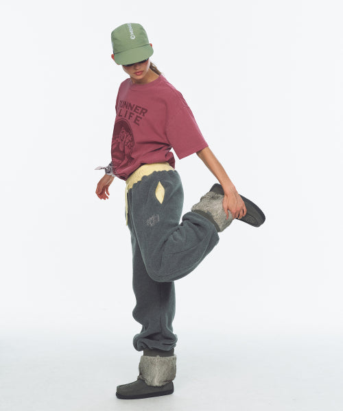 WAIST POINT WARM FLEECE JOGGER PANTS - 2 COLORS CHARCOAL