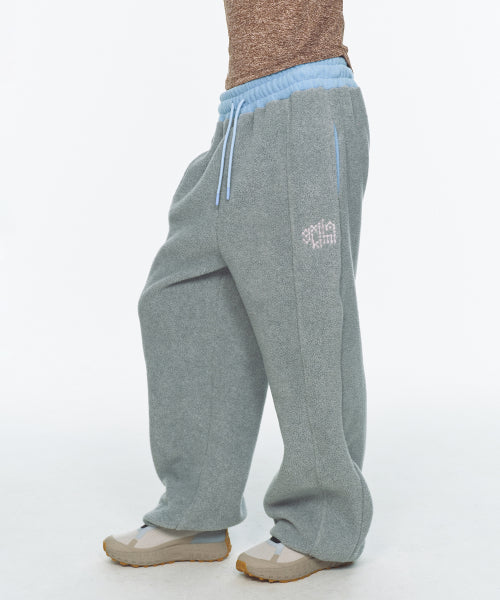 WAIST POINT WARM FLEECE JOGGER PANTS - 2 COLORS MELANGE GREY