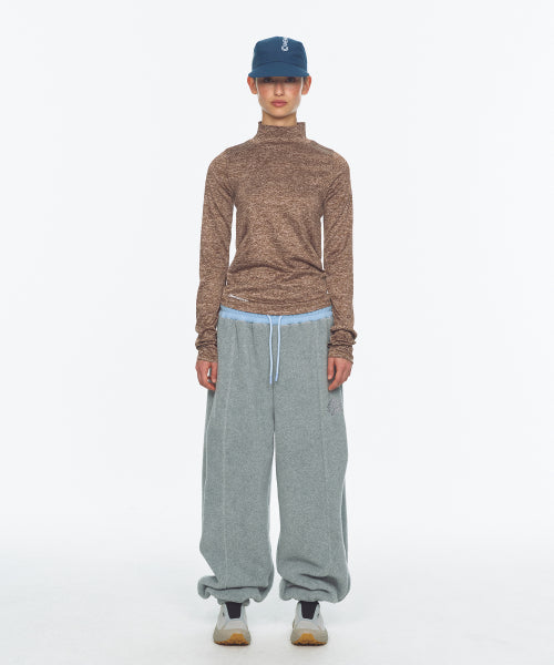 WAIST POINT WARM FLEECE JOGGER PANTS - 2 COLORS MELANGE GREY