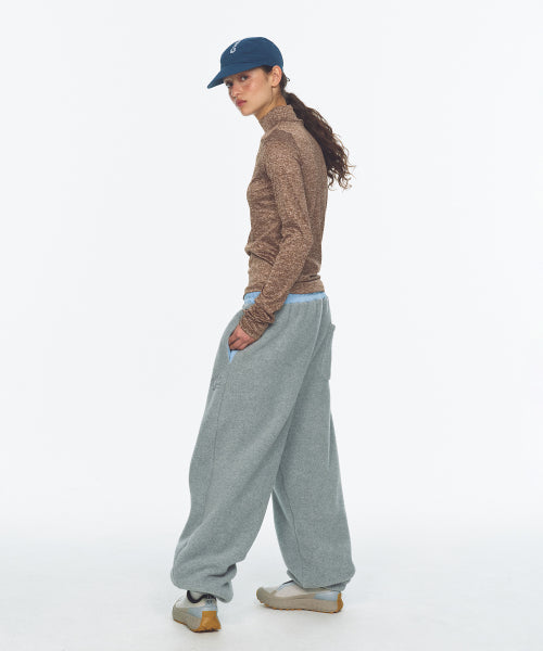 WAIST POINT WARM FLEECE JOGGER PANTS - 2 COLORS MELANGE GREY