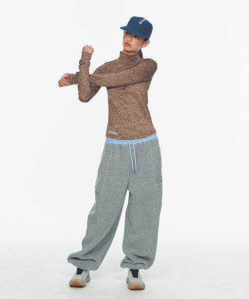 WAIST POINT WARM FLEECE JOGGER PANTS - 2 COLORS MELANGE GREY