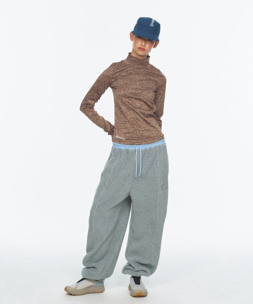 WAIST POINT WARM FLEECE JOGGER PANTS - 2 COLORS MELANGE GREY