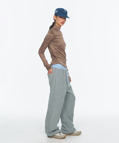 WAIST POINT WARM FLEECE JOGGER PANTS - 2 COLORS MELANGE GREY