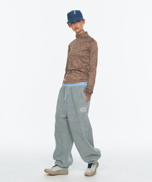 WAIST POINT WARM FLEECE JOGGER PANTS - 2 COLORS MELANGE GREY