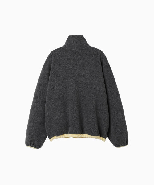 TWO TONE WARM FLEECE HALF ZIP PULLOVER - 2 COLORS CHARCOAL