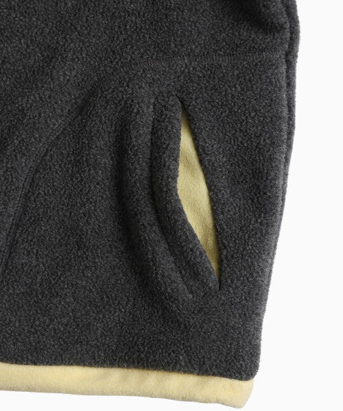 TWO TONE WARM FLEECE HALF ZIP PULLOVER - 2 COLORS CHARCOAL