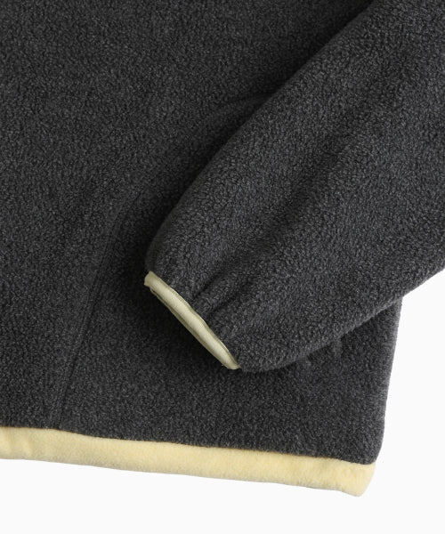 TWO TONE WARM FLEECE HALF ZIP PULLOVER - 2 COLORS CHARCOAL