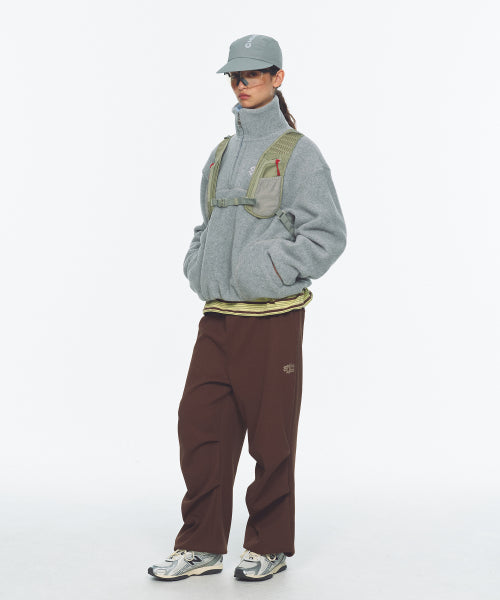 TWO TONE WARM FLEECE HALF ZIP PULLOVER - 2 COLORS MELANGE GREY
