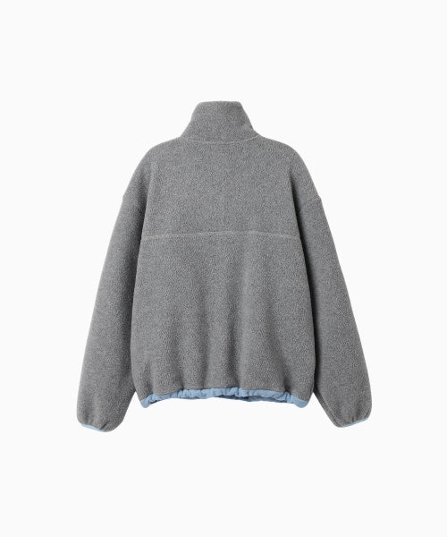 TWO TONE WARM FLEECE HALF ZIP PULLOVER - 2 COLORS MELANGE GREY