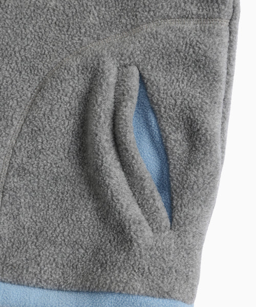 TWO TONE WARM FLEECE HALF ZIP PULLOVER - 2 COLORS MELANGE GREY