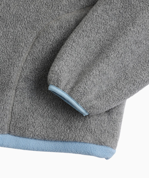 TWO TONE WARM FLEECE HALF ZIP PULLOVER - 2 COLORS MELANGE GREY