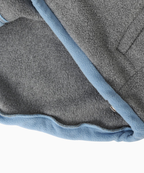 TWO TONE WARM FLEECE HALF ZIP PULLOVER - 2 COLORS MELANGE GREY