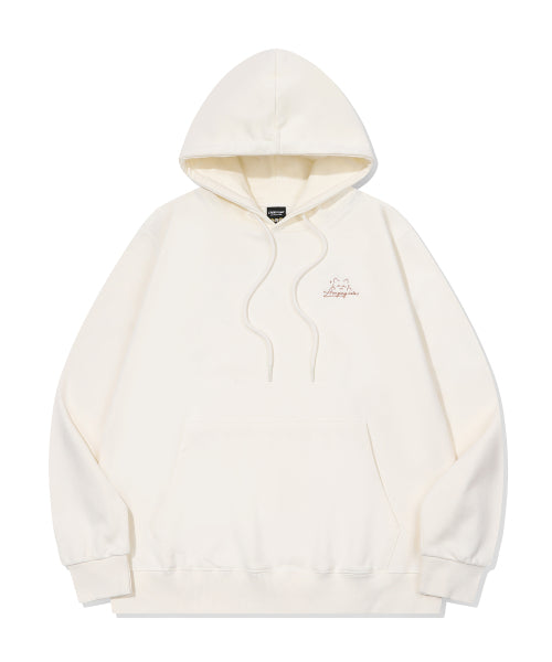 HANGING CATS EMBROIDERY HOODIE - 2 COLORS CREAM