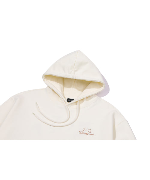 HANGING CATS EMBROIDERY HOODIE - 2 COLORS CREAM