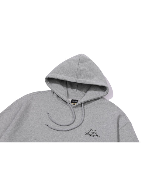 HANGING CATS EMBROIDERY HOODIE - 2 COLORS GREY