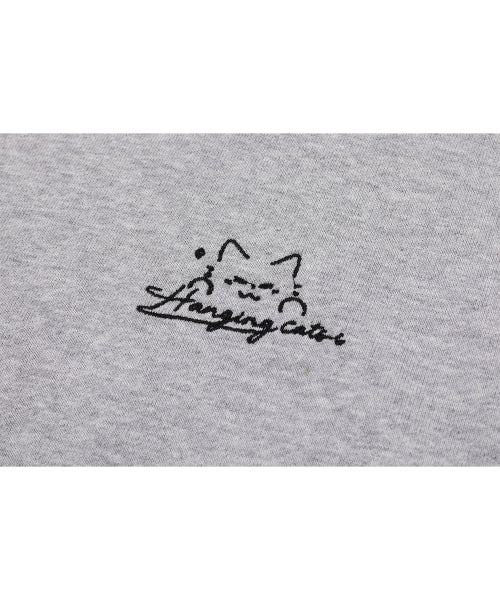 HANGING CATS EMBROIDERY HOODIE - 2 COLORS GREY