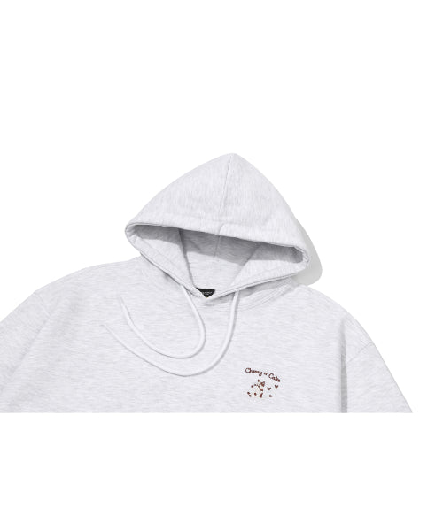 CHERRY CAKE EMBROIDERY HOODIE - 2 COLORS MELANGE WHITE
