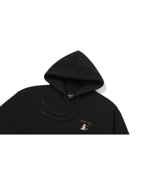 CHERRY CAKE EMBROIDERY HOODIE - 2 COLORS BLACK