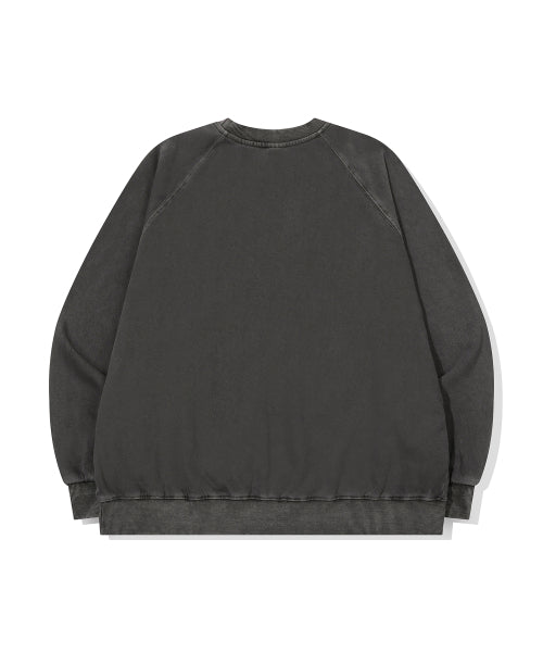 HAPPY PUPPY PATCH PIGMENT RAGLAN SWEATSHIRT - 2 COLORS SMOKE BLACK