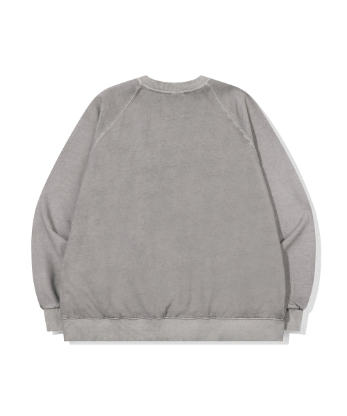 HAPPY PUPPY PATCH PIGMENT RAGLAN SWEATSHIRT - 2 COLORS GHOST GREY
