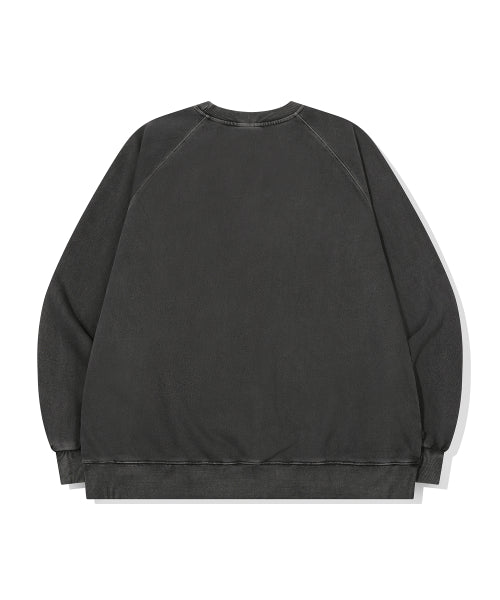 CHERRY HEART RAGLAN PIGMENT SWEATSHIRT - 2 COLORS SMOKE BLACK
