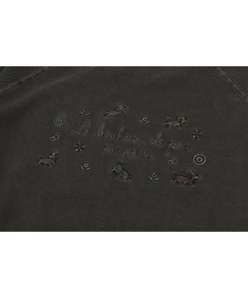 BONHEUR PUPPY PIGMENT RAGLAN SWEATSHIRT - 3 COLORS SMOKE BLACK
