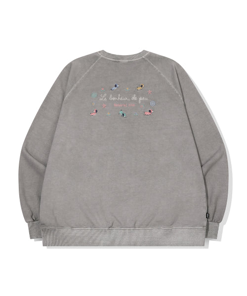 BONHEUR PUPPY PIGMENT RAGLAN SWEATSHIRT - 3 COLORS GHOST GREY
