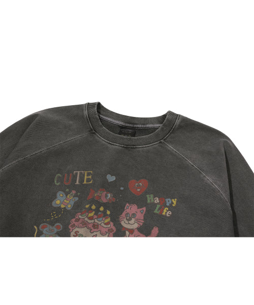 LOVE PIGMENT RAGLAN SWEATSHIRT - 2 COLORS BLACK
