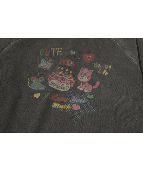 LOVE PIGMENT RAGLAN SWEATSHIRT - 2 COLORS BLACK